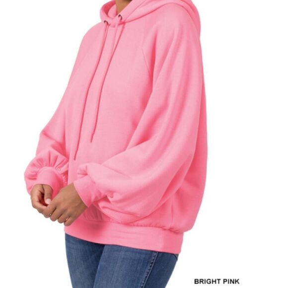 NWT RAGLAN SLEEVE SOFT STRETCH SWEATSHIRT bright pink - Picture 4 of 4